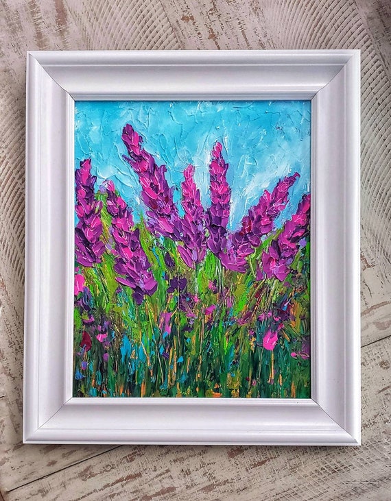 Acrylic Painting Abstract Lavender Wildflowers Impasto Painting ...