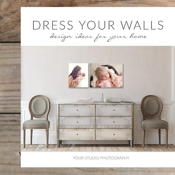 Wall Display Design Template for Photographers. 5x5 Accordion Card Template. Dress Your Walls Display Guide. Wall Galleries Design Guide.