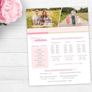 Photography Price Guide Template- Price List for Photographers -Create a Collection Price Guide -Investment Guide Photography- Product guide