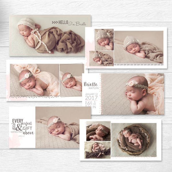 Newborn Album Photography Template - Baby Book Template for Photographers - 10x10 Template -Watercolor Album - Baby Template for Photography