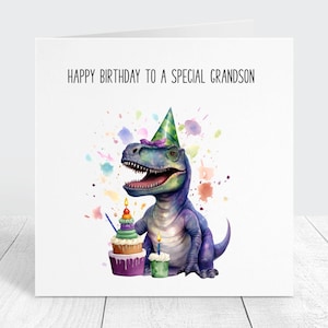 Carte d'anniversaire de petit-fils, carte drôle de thème de T-Rex, joyeux anniversaire à un petit-fils spécial, carte d'anniversaire pour lui, carte de dinosaure
