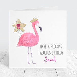 Carte d'anniversaire personnalisée 18e, flamant rose drôle « Flocage fabuleux », carte dix-huitième anniversaire, pour amis, famille