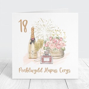 Carte d'anniversaire gallois 18e anniversaire, Penblwydd Hapus 18 ans, carte d'anniversaire galloise 18e anniversaire personnalisée pour elle