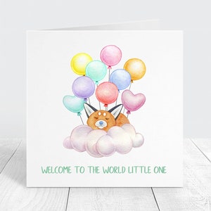 Nouvelle carte de bébé, carte de félicitations pour nouveau bébé, carte de baby shower de renard mignon, bienvenue dans le monde, tout-petit