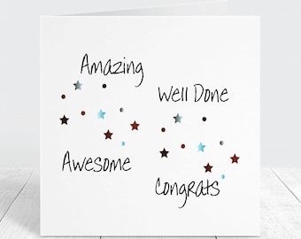 Congratulations Card,  Well Done Celebration Card,  Graduation, Engagement or Success Card