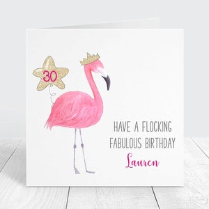 Carte d'anniversaire drôle d'étape importante, carte d'anniversaire personnalisée 30/40/50/60 flamant rose, fabuleuse carte d'anniversaire 21e flocage