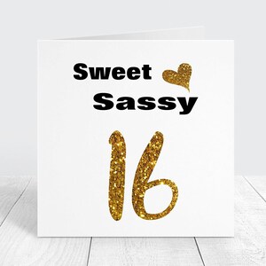Sweet 16e anniversaire carte, Sweet Sassy 16 ans, cartes 16e anniversaire filles, carte d'anniversaire étape