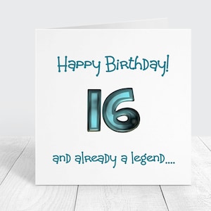 Carte d'anniversaire amusante pour lui, ses 16 ans et une légende, carte Sweet 16 pour garçons