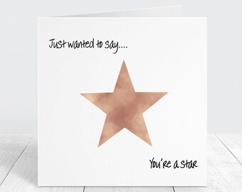 Thank You Card, You're A Star Celebration Card For Friends, Family, Teacher