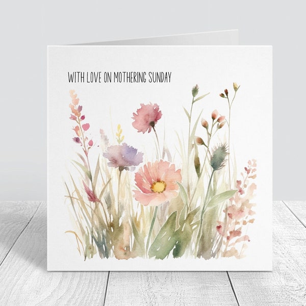 Mothering Sunday Card, Wildflowers With Love On Mothering Sunday Card For Mothers, Aunties, Grandmothers