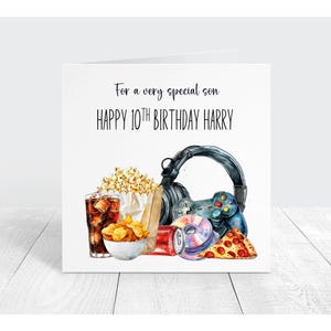 Carte d'anniversaire personnalisée spéciale fils, nom et âge personnalisés, carte à thème pizza party, carte d'anniversaire d'adolescent, carte de voeux pour lui