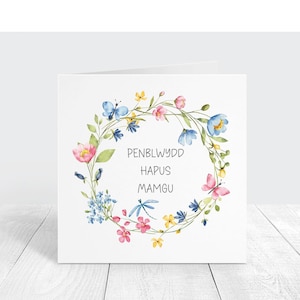 Carte d'anniversaire de grand-mère galloise, carte en gallois pour un Mamgu ou un Nain spécial, carte Penblwydd Hapus Mam