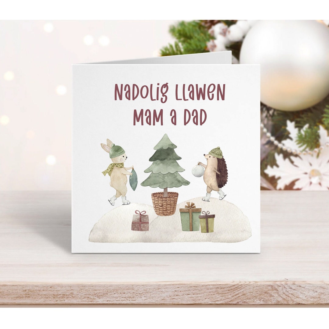 Cartolina Di Natale Gallese Per Genitori, Nadolig Llawen Mam, image size:1080x1080