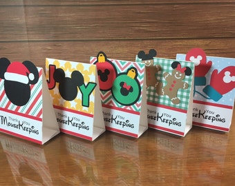 One Winter or Christmas Holiday Mousekeeping tent style tip holder for Disney Resort Stays