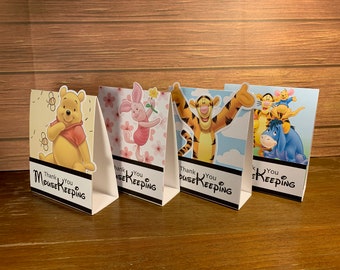 Pooh and the Gang from the Hundred Acre Wood Disney Mousekeeping tent style tip holder for Disney Resort Stays