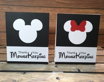 One Classic Mickey or Minnie Mousekeeping tent style tip holder for Disney Resort Stays