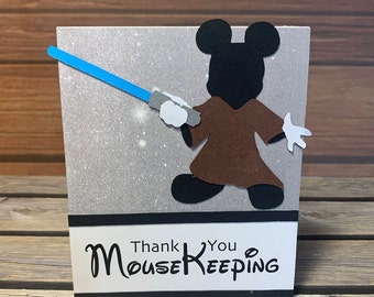 One Mickey Mouse Galaxy Jedi Disney Mousekeeping tip holder for Disney Resort Stays