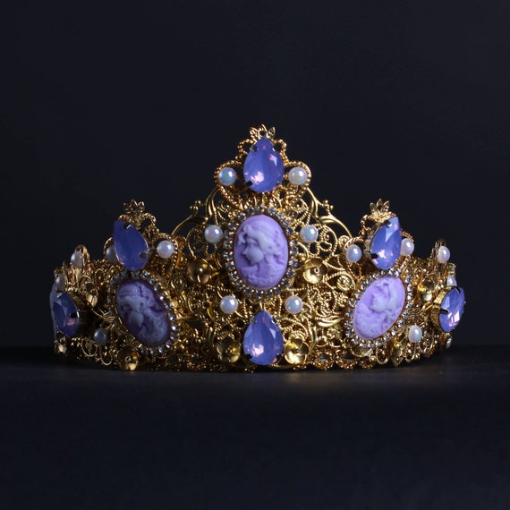 Cameo Crown Tiara Lilac Purple tiara baroque roccoco purple Etsy