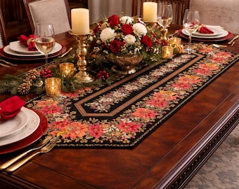 Quilted Christmas Poinsettia Table Runner