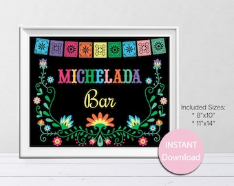 Michelada Bar Sign, Fiesta Table Sign, Mexican Party, Mexican Sign, Mexican Theme, Fiesta Party Decor, INSTANT DOWNLOAD, Digital File