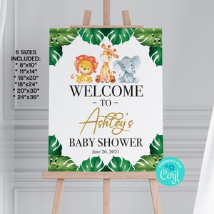 Editable Safari Welcome Sign, Jungle Baby Shower Birthday Welcome Sign Jungle Welcome Sign Printable Decorations Instant Download CORJL