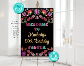Editable Mexican Welcome Sign Birthday Welcome Sign Bridal Shower Welcome Sign Fiesta Party Welcome Sign Party Decor Instant Download CORJL