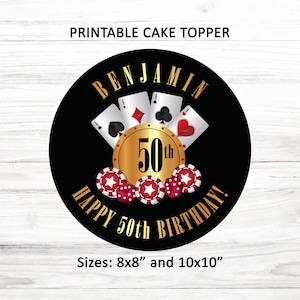 Editable Casino Cake Tpper, Printable Edible Icing Sheet Template, Editable Template, Digital Download, Corjl, Casino Night Birthday Party