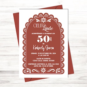 Cielito Lindo Birthday Invitation, Editable Template, Spanish Papel Picado Invitation, Instant Download, Fiesta Invitation, Barro Themed