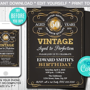 48 Stück Whiskey Cupcake Topper ‚Aged To Perfection‘ – Party-Deko Für Whiskey-Partys & Geburtstage