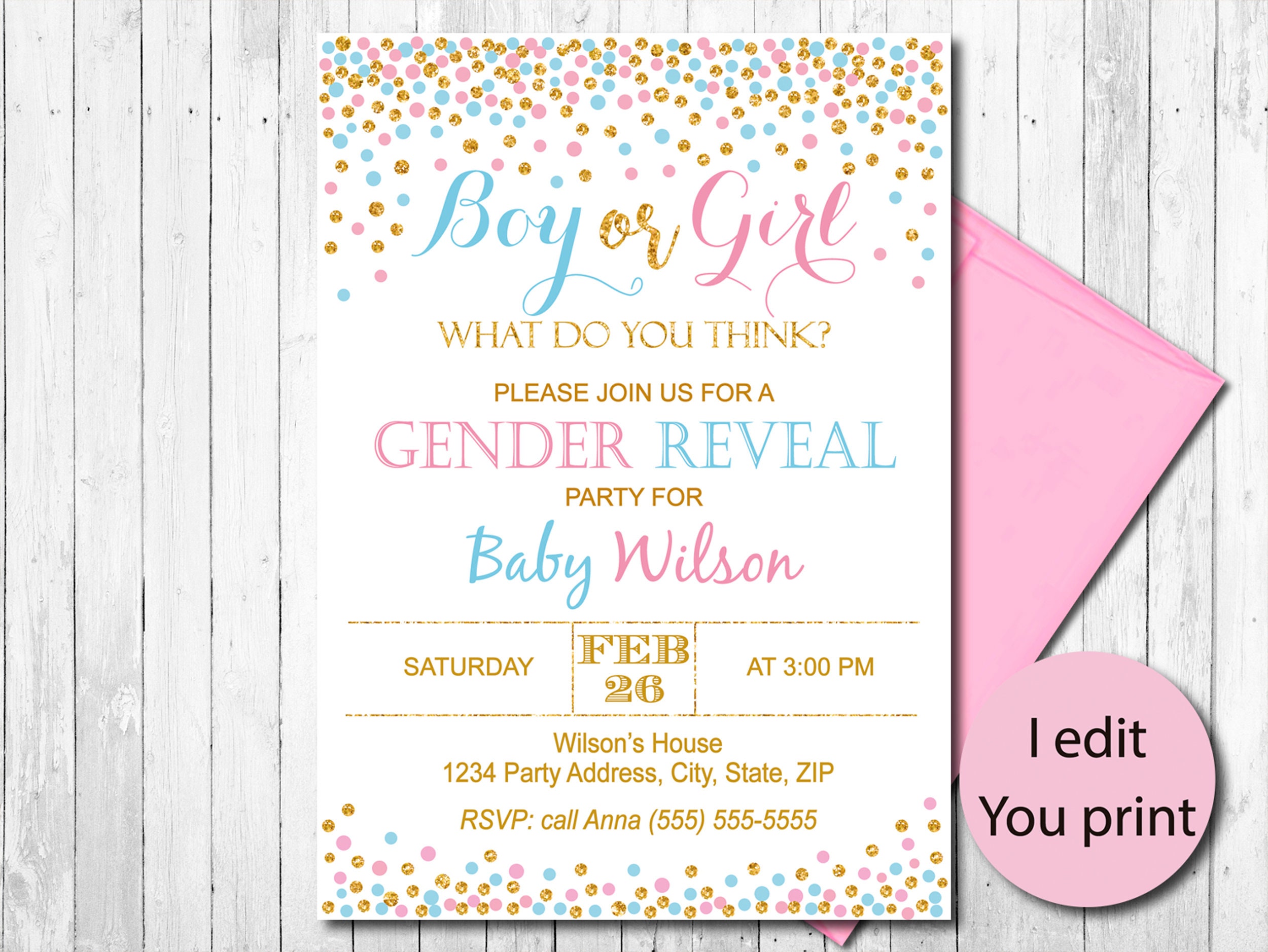 Gender Reveal Water Bottle Labels Gender Reveal Party | Etsy