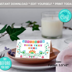 Étiquettes modifiables d&#39;aliments Fiesta mexicains : marque-place floral (téléchargement numérique)