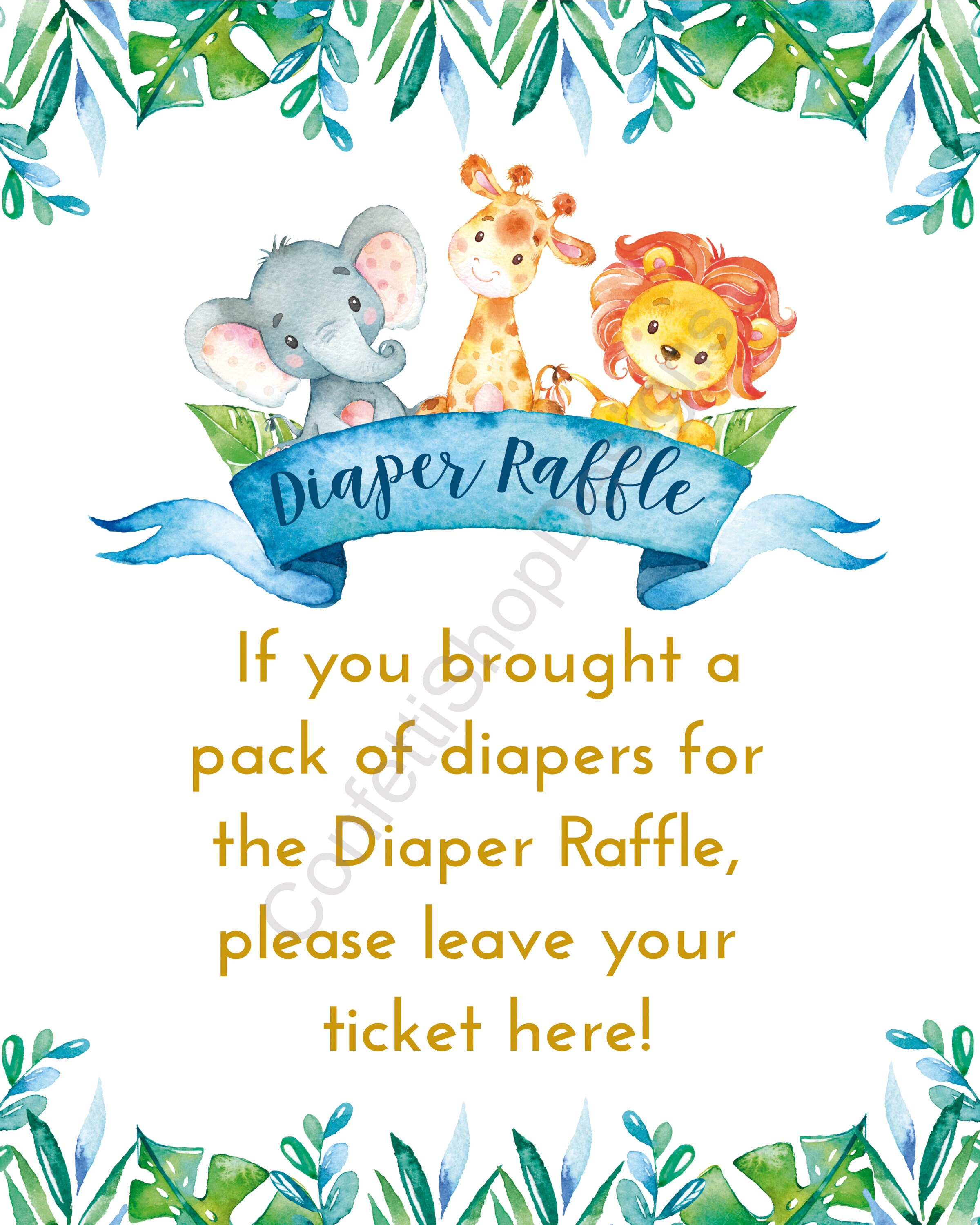 Safari Diaper Raffle Sign and Cards Tickets Boy Blue - Etsy