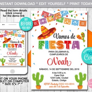 Editable Mexican Birthday Invitation, Any Age, Mexican Party, Spanish, Fiesta Invitation, Mexican Theme Invitation, Instant Download, CORJL