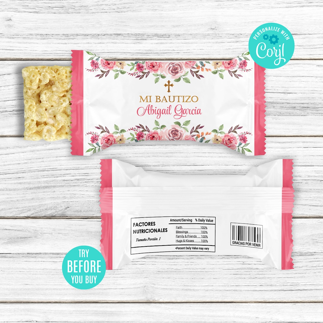 Rice Krispies Treat Label, Editable Rice Krispies Wrapper, Pink and ...