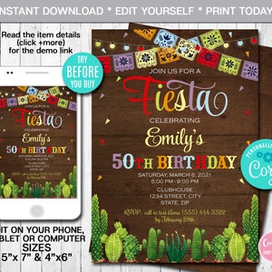 Invitación de cumpleaños mexicana editable, invitación mexicana, invitación fiesta, invitación a fiesta, descarga instantánea, archivo digital, CORJL, madera