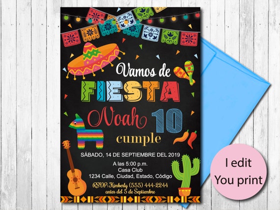 Birthday Fiesta Mexican Style Party Invitation Template
