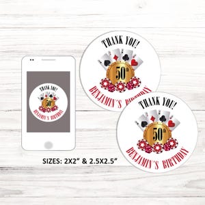 EDITABLE Casino Night Thank You Sticker Template, Casino Theme Favor Tag, Birthday Party Gift Label, Sticker Label, Instant Download, CORJL
