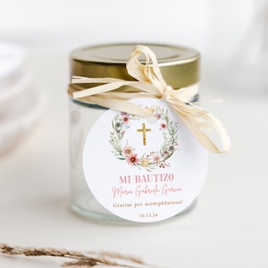 Editable Baptism Favor Tag Girl, Spanish Favor Tag, Mi Bautizo Thank You , Pink Wildflowers Favor Tag, Printable Template, Instant Download