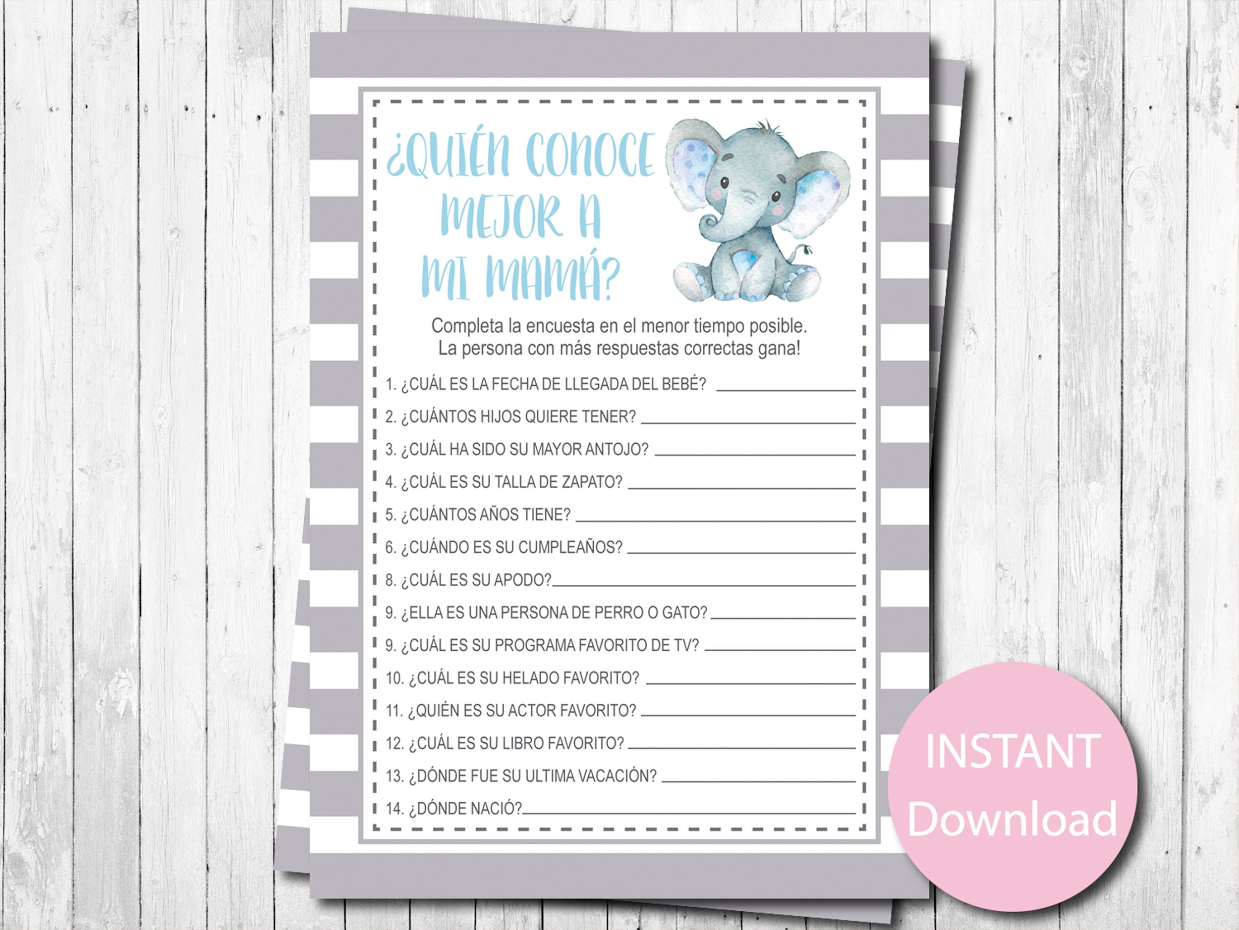 SPANISH What's in Your Purse Baby Shower Game Boy Blue Etsy