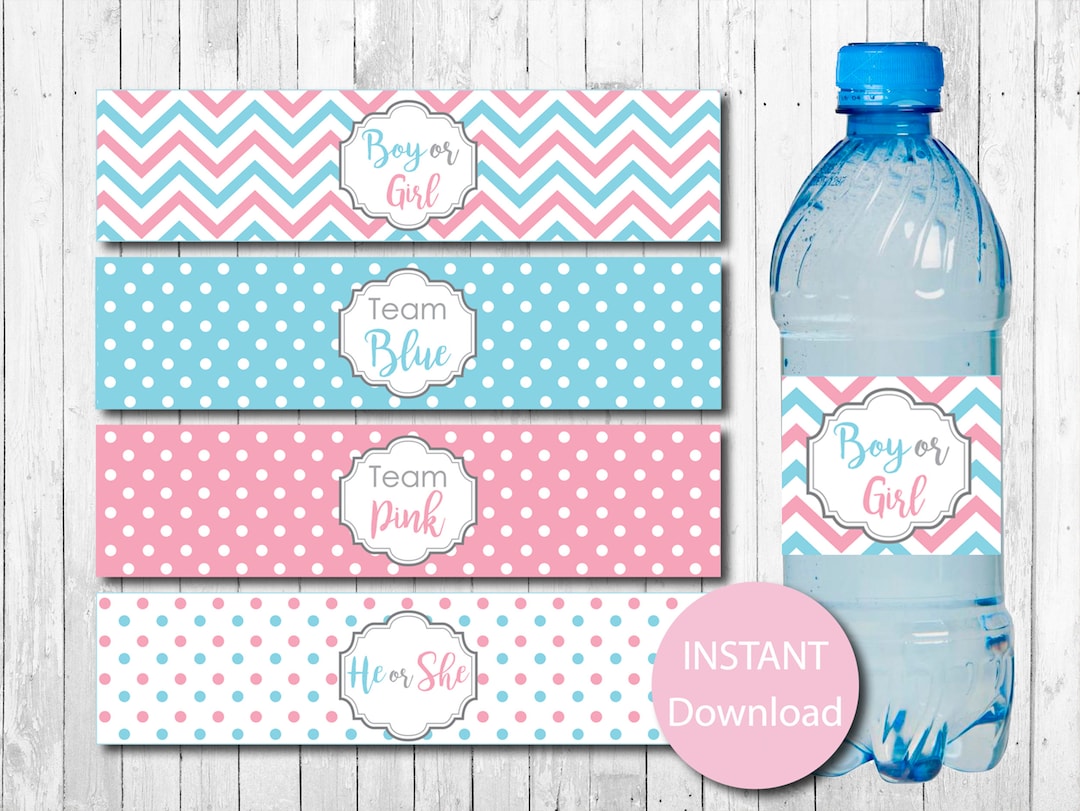 Gender Reveal Water Bottle Labels, Gender Reveal Party, Boy or Girl ...