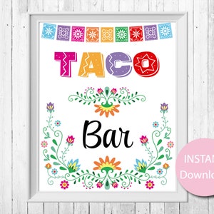Fiesta Taco Bar Sign, Fiesta Table Sign, Mexican Party, Taco Bar Sign, Mexican Theme, Fiesta Party Decor, INSTANT DOWNLOAD, Digital File