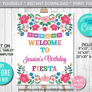 Editable Mexican Welcome Sign, Mexican Fiesta Welcome Sign, Fiesta Birthday Party Welcome Sign, Fiesta Party Decor, Instant Download, CORJL