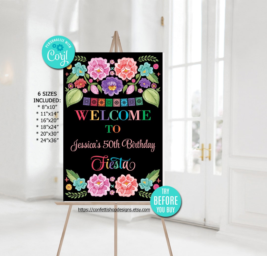 Editable Mexican Welcome Sign, Mexican Fiesta Welcome Sign, Fiesta ...
