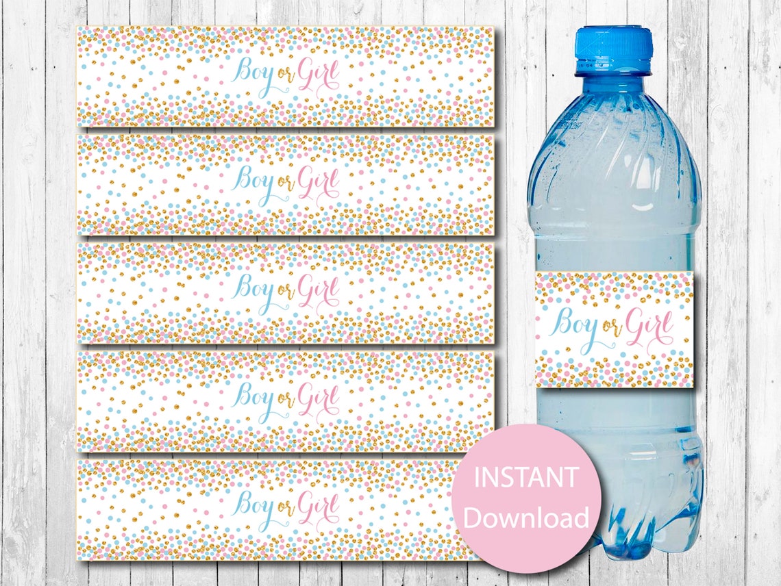 Gender Reveal Water Bottle Labels Gender Reveal Party Etsy