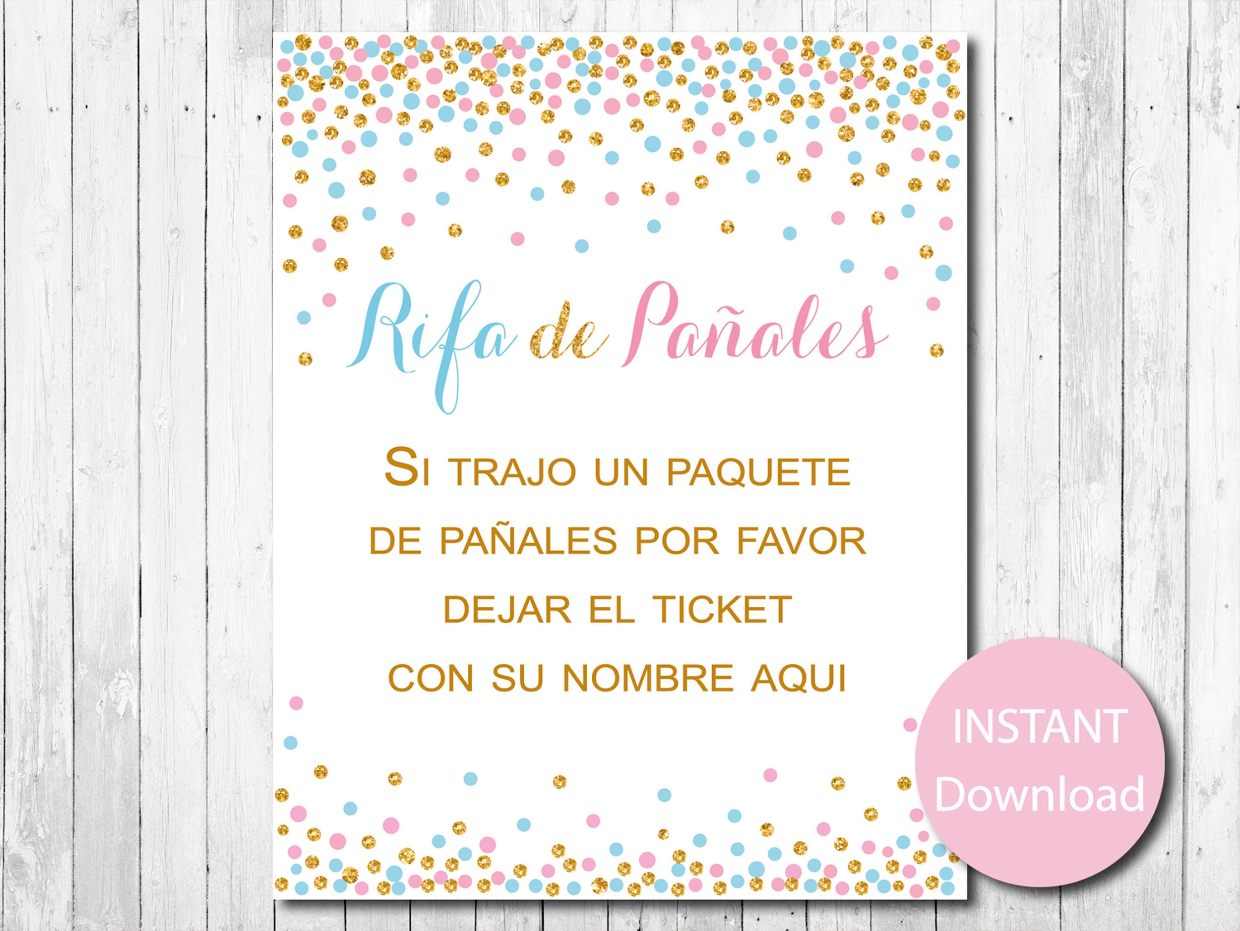 PRINTED Rifa De Pañales Spanish Diaper Raffle Sign Baby -  Finland