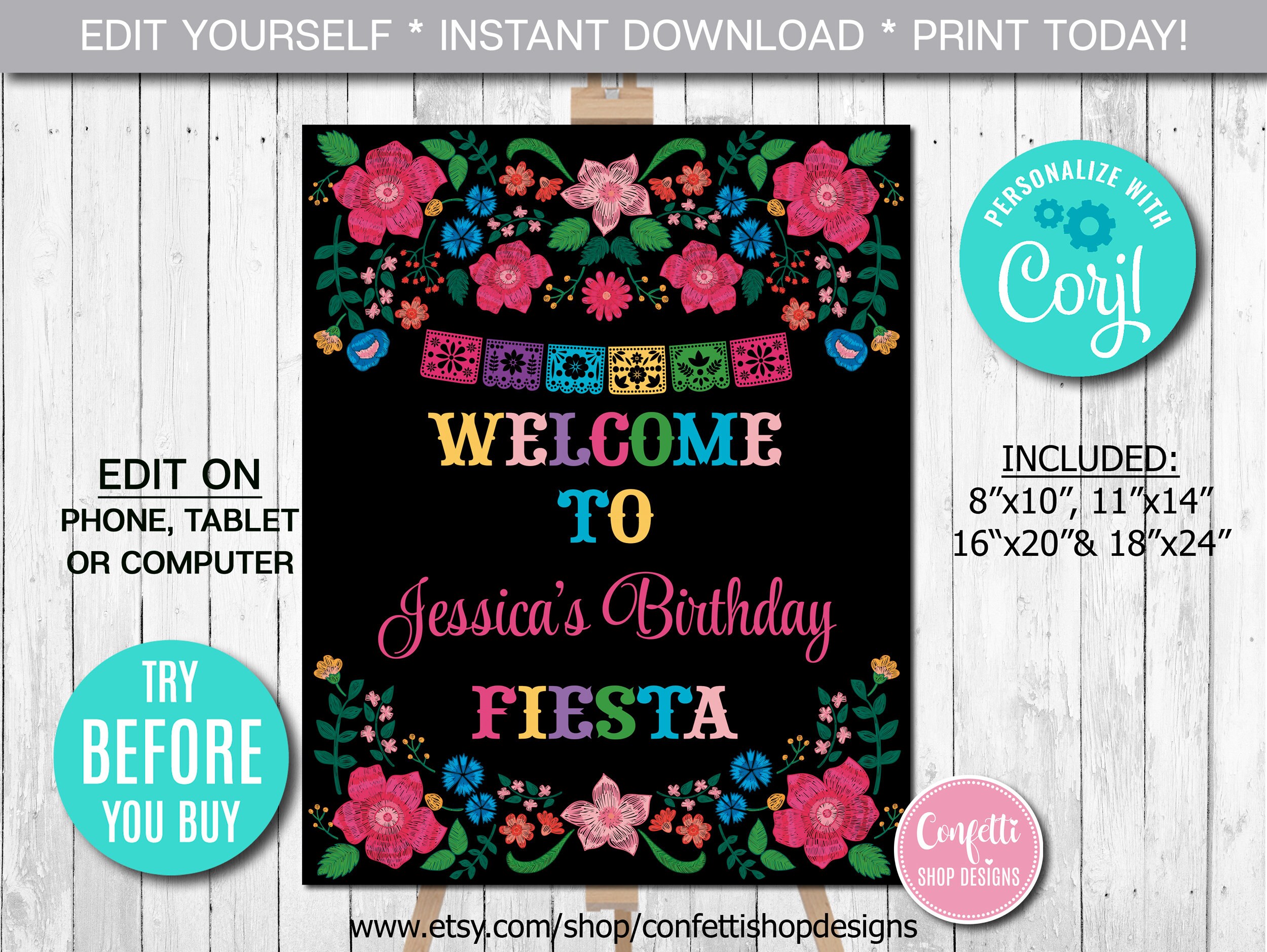 Editable Mexican Welcome Sign Mexican Fiesta Welcome Sign | Etsy