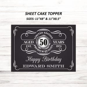 Aged To Perfection Cake Topper, bearbeitbare Vorlage, Datenblatt Vintage Birthday Party Kuchen, Whisky-Thema, sofortiger Download, druckbar, CORJL