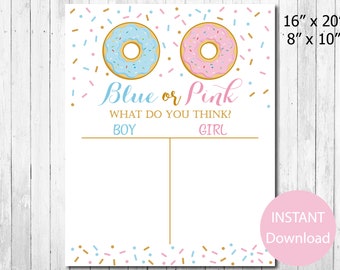 Cast Your Vote Sign Donuts, Gender Reveal, Voting Board, Boy or Girl, He or She, Pink or Blue, Baby Shower Games Instant Download, Printable