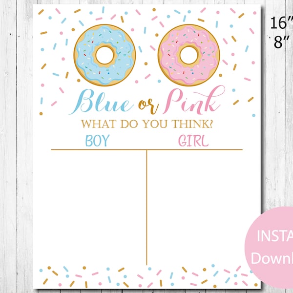 Cast Your Vote Sign Donuts, Gender Reveal, Voting Board, Boy or Girl, He or She, Pink or Blue, Baby Shower Games Instant Download, Printable