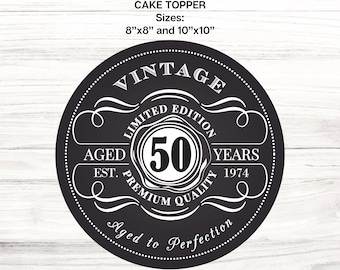 Editable Aged To Perfection Cake Topper, Vintage Birthday Party Cake, Whiskey Theme, Instant Download, Printable, CORJL